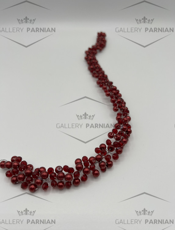 ریسه مو مرواریدی زرشکی تیره