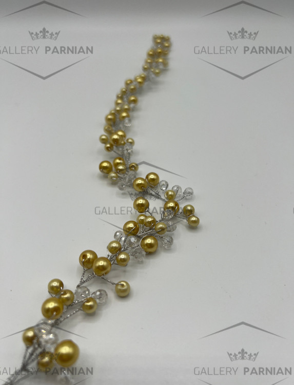 ریسه ی مو عروس رنگی کریستالی طلایی