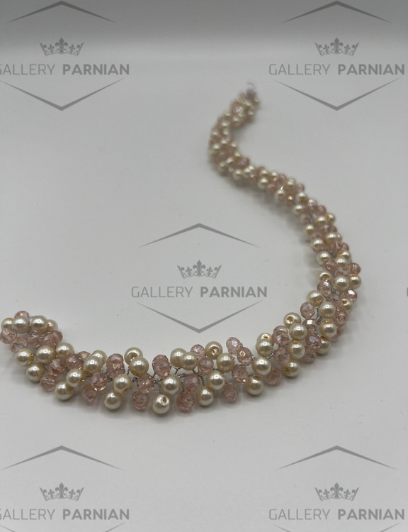 ریسه مو مرواریدی رنگی طلایی رزگلد