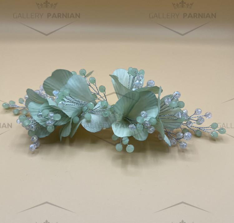 ریسه مو عروسی نامزدی کریستالی سبز آبی