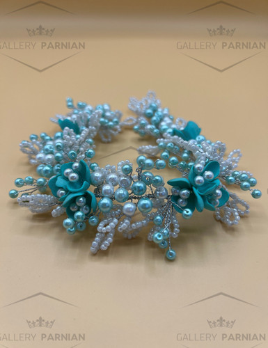 ریسه مو مرواریدی رنگی کریستالیآبی