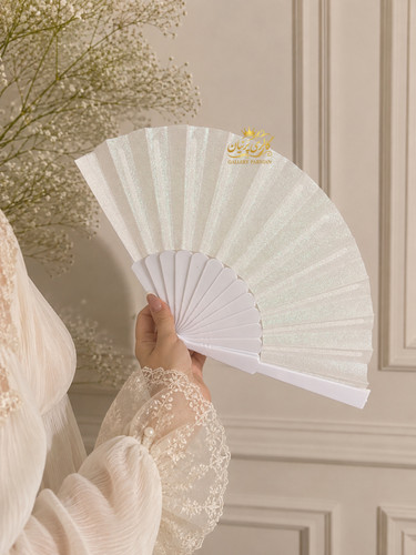 بادبزن سفید شاینی عروس کد ۳۵۱